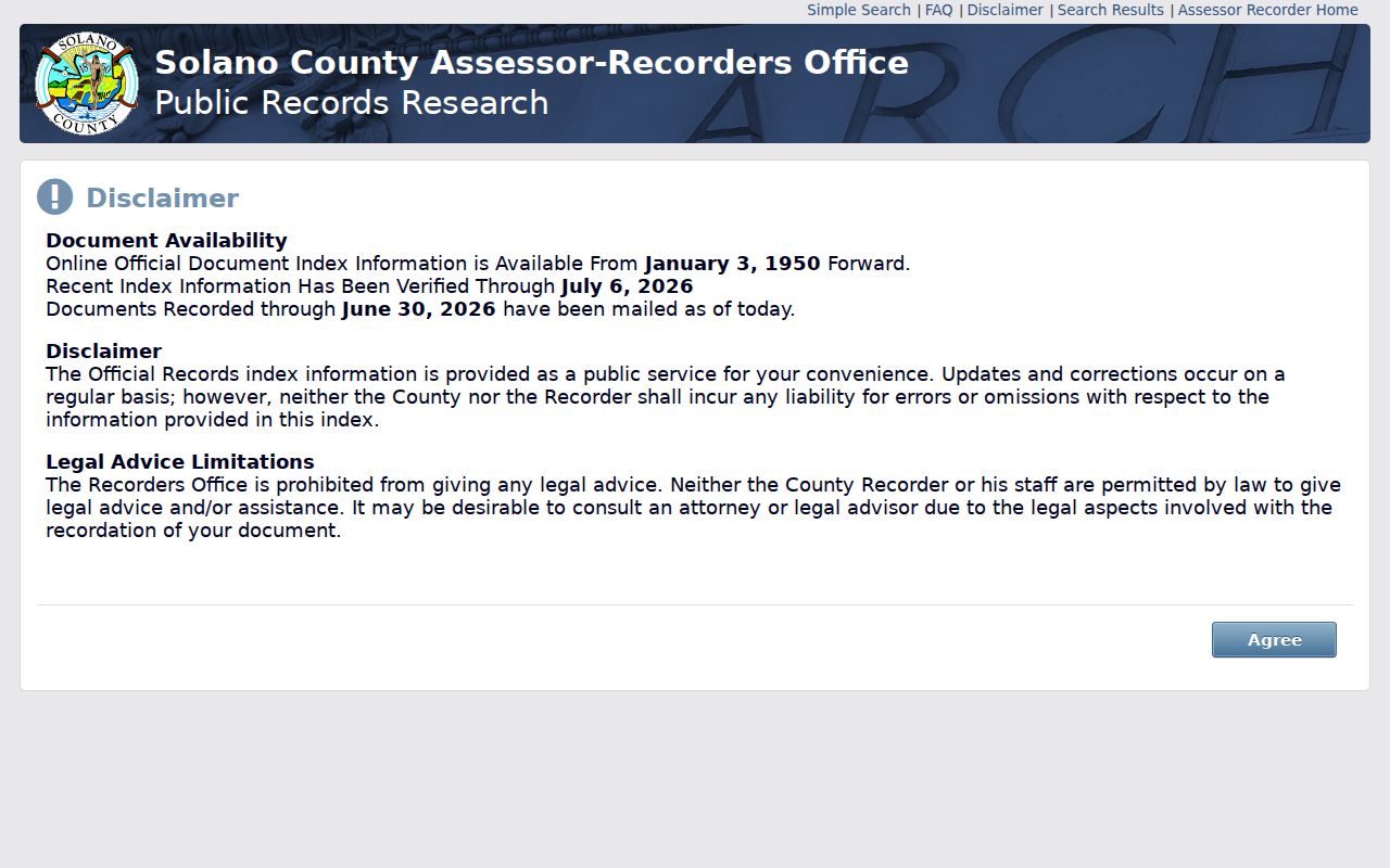Suisun City people search in the Solano County Official Records index