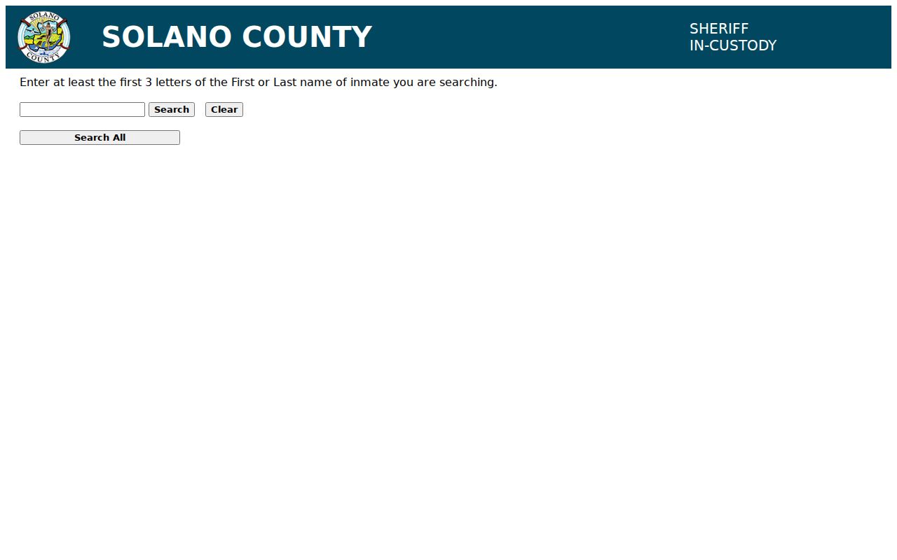 Suisun City people search in Solano Sheriff custody records
