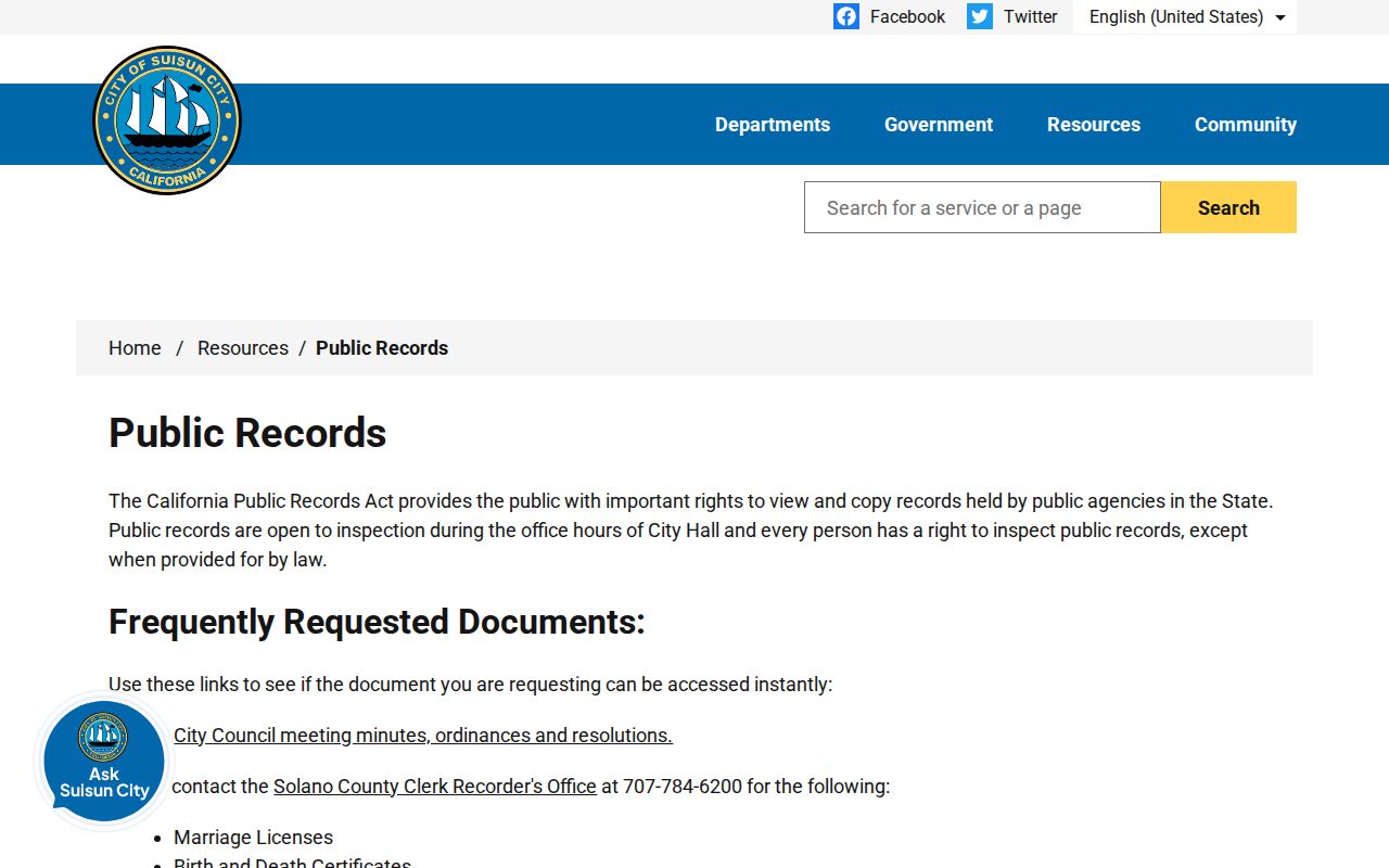 Suisun City people search public records request instructions