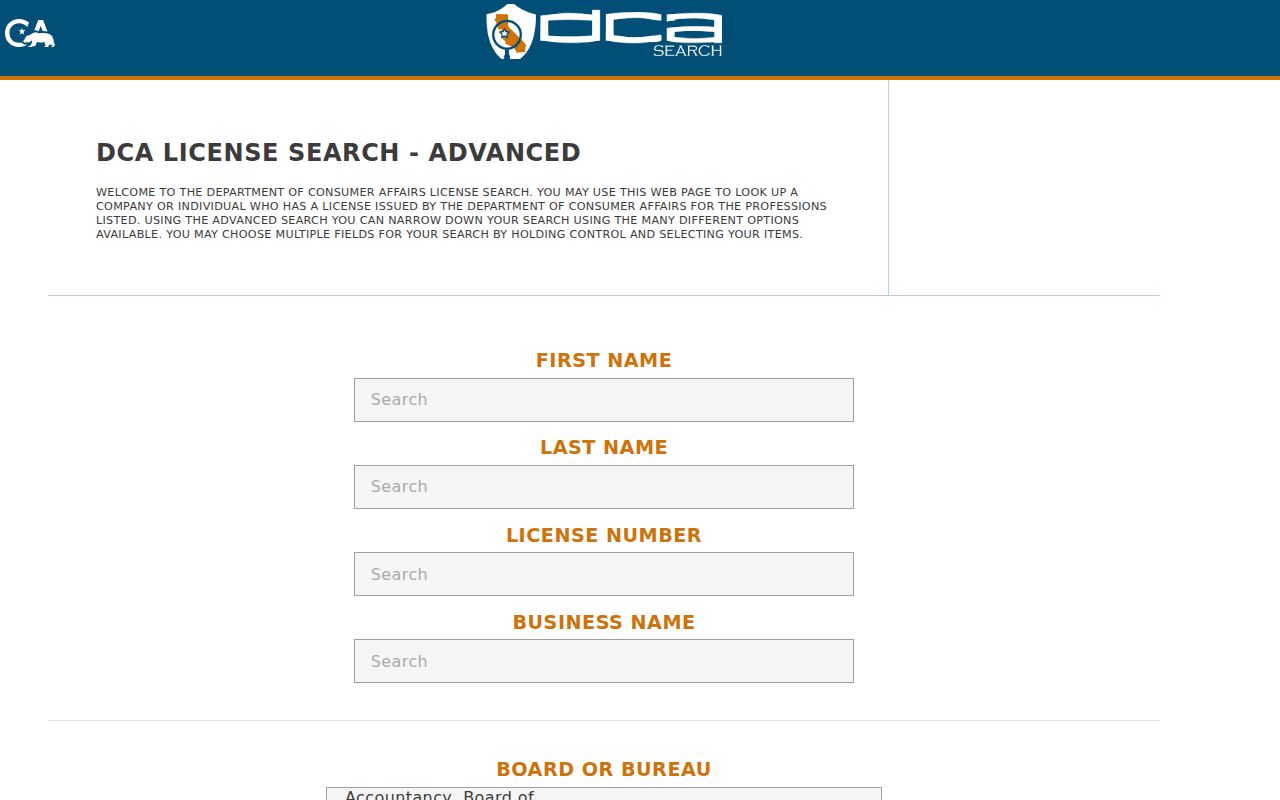 Suisun City people directories California professional license fields