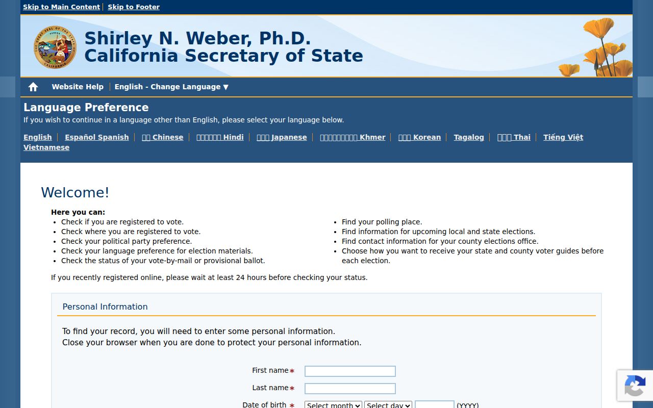 Suisun City voter records My Voter Status lookup